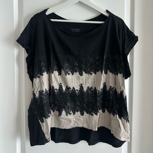 [All Saints] Black and Tan Short Sleeve Top